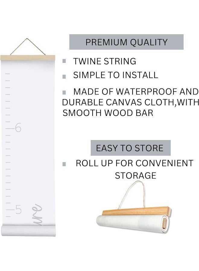 Morxy Canvas Growth Chart for Kids - Unisex Kids Room Wall Decor - Measuring Height Chart- Wall Tape with Height Chart for Kids (Canvas, Loved Beyond Measure- White) - Image 2